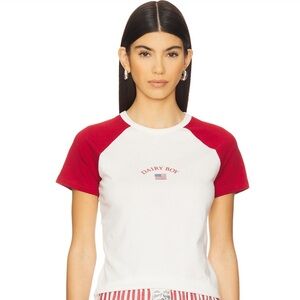 Dairy Boy Red and White Short Sleeve Tee